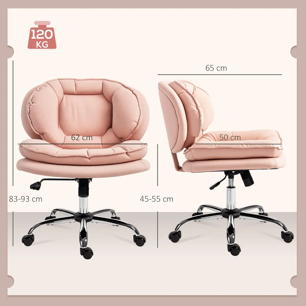 Fauteuil de bureau rose pivotant et ergonomique pour télétravail