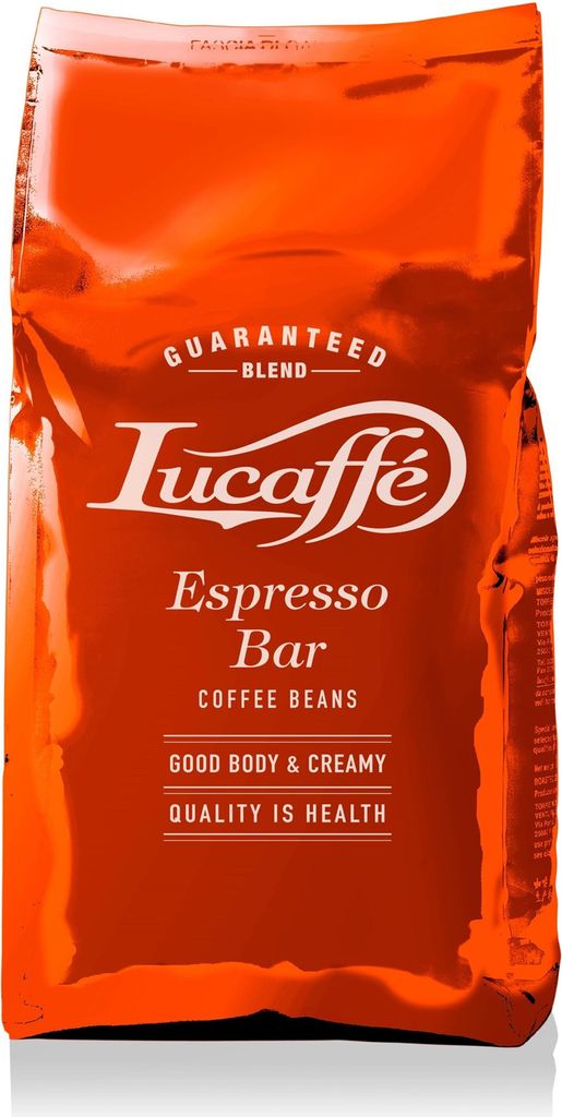 A bag of Lucaffé Espresso Bar coffee beans.