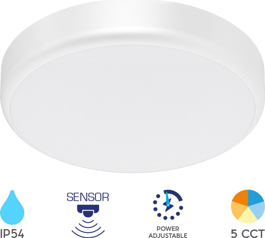 Braytron LED Deckenleuchte Wandleuchte Bewegungsmelder Farbwahl 5CCT 10W 20W IP54 Außen und Innenbereich