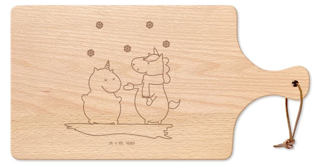 Mr. & Mrs. Panda schneidbrett Einhorn Schneemann - Transparent - Geschenk, Holzbrett, Frühstücksbrettchen, Winter, Schnee, brett holz, Schneidebr...