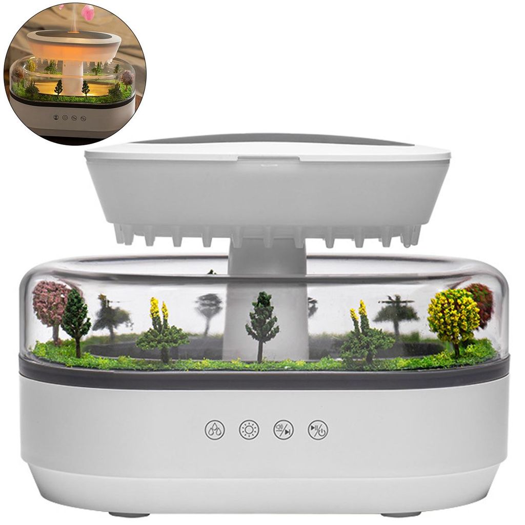 Luftbefeuchter Rain Humidifier Diffusor, 250mL Essential Oil Diffuser mit 7 Farben Led Nachtlicht, Duftöl Diffusor Luftbefeuchter mit Pilz Lampe