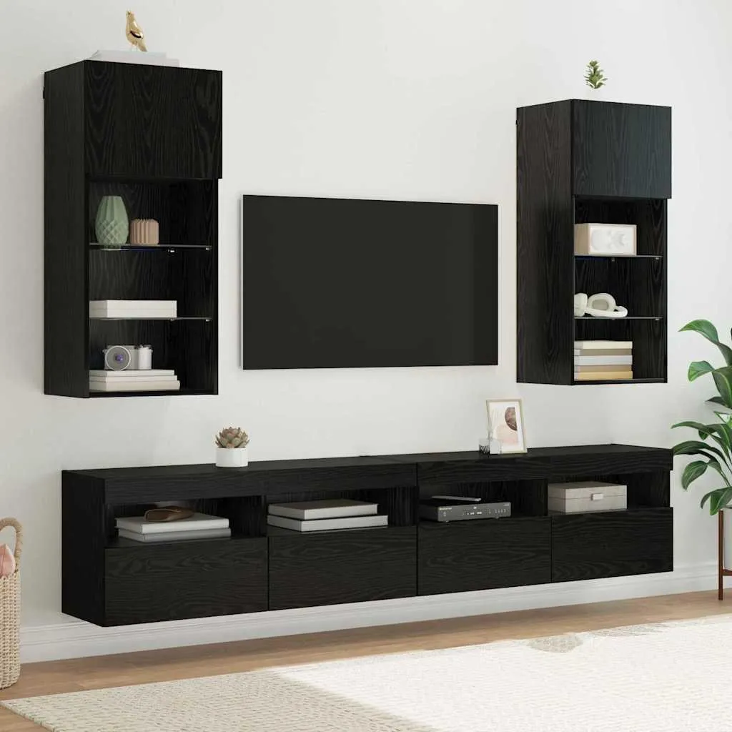 SYFAX Mobile TV Sospeso Rovere Nero 90cm - Arredo Living Minimal - 6