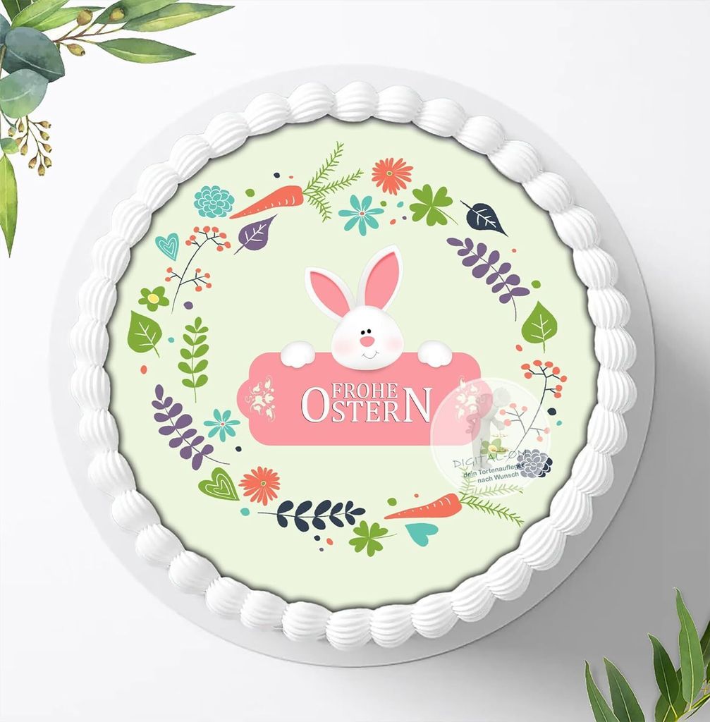 Für die Geburtstags Torte ein Tortenaufleger, Zuckerbild mit dem Motiv: Ostern, Essbares Foto für Torten, Fondant, Ø 20cm, 0047c