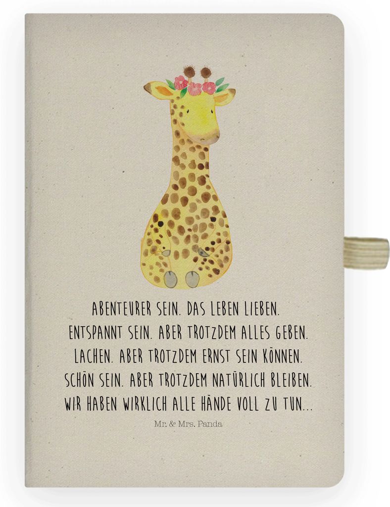 Mr. & Mrs. Panda Kladde Giraffe Blumenkranz - Transparent - Geschenk, Notizheft, Selbstliebe, Afrika, Freundin, Tagebuch, Journal, Abenteurer, Adre...