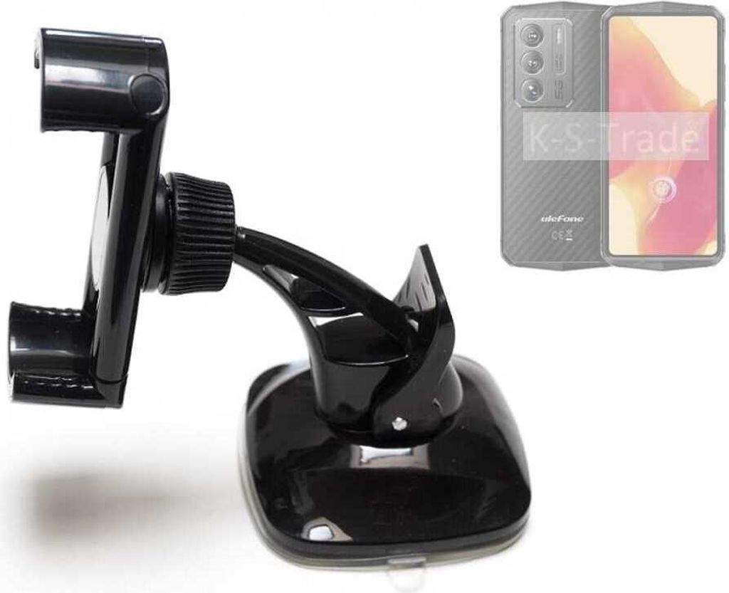 K-S-Trade kompakte Handy-Halterung Windschutzscheibe kompatibel mit Ulefone Armor 23 Ultra Armaturenbrett schwarz Autohalterung KFZ Halter