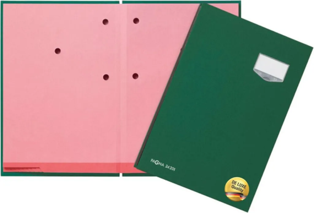 PAGNA DE LUXE Parapheur 20 compartiments en tissu vert - Dossier 24x34