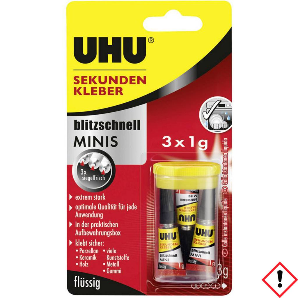 UHU Sekundenkleber blitzschnell MINIS 45415 1g 3 St./Pack.