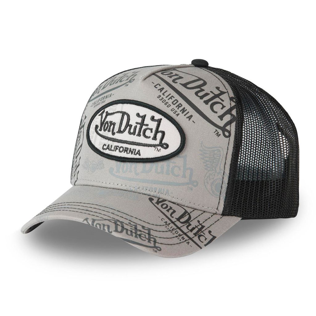 Von Dutch Originals Trucker Cap - CALIFORNIA ALLOVER Mesh Light Grey