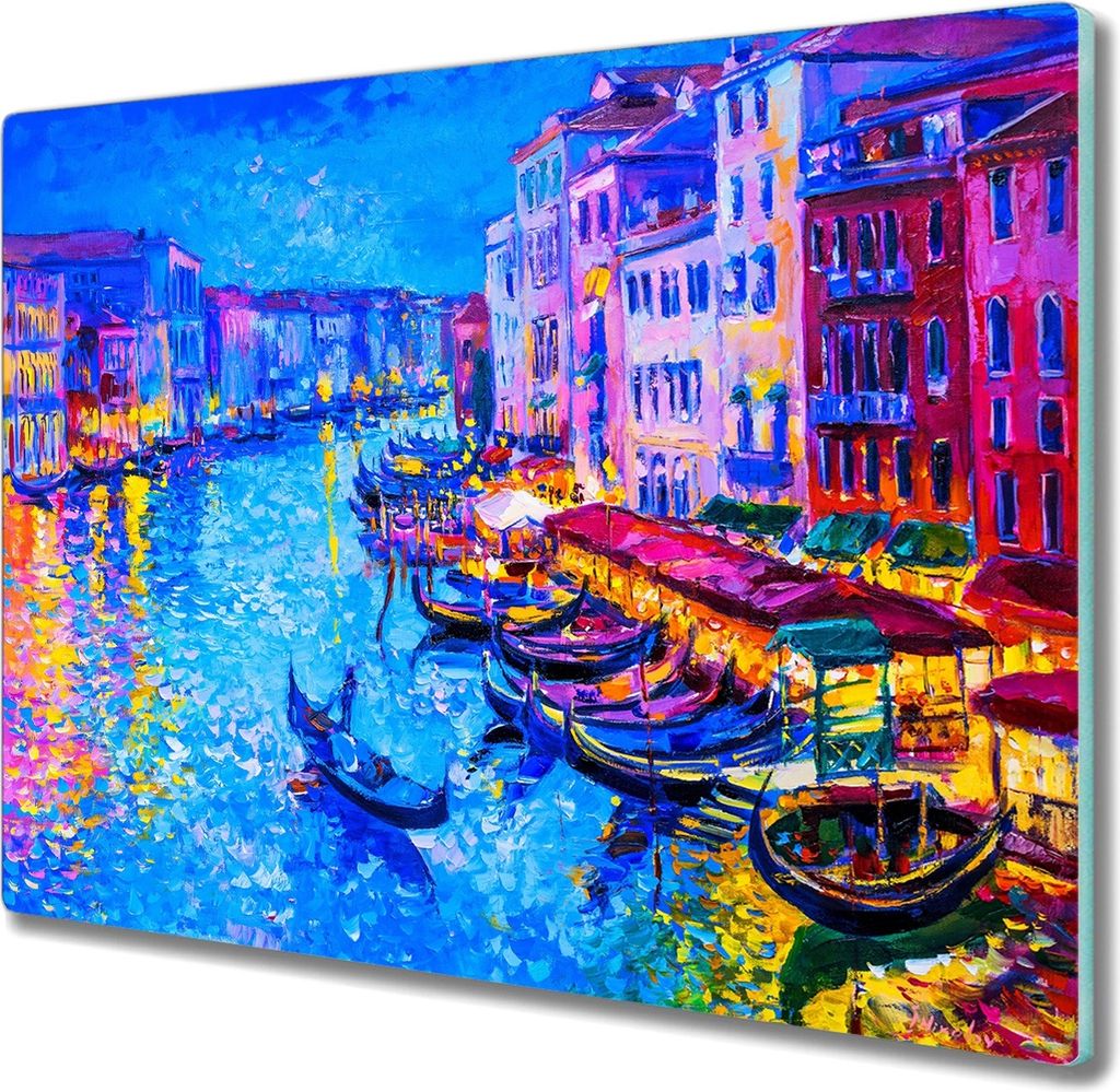 Coloray Schneidebrett Herdabdeckplatte 60x52 cm Kochplattenabdeckung Küchenbrett Hackbrett - Stadt Boote