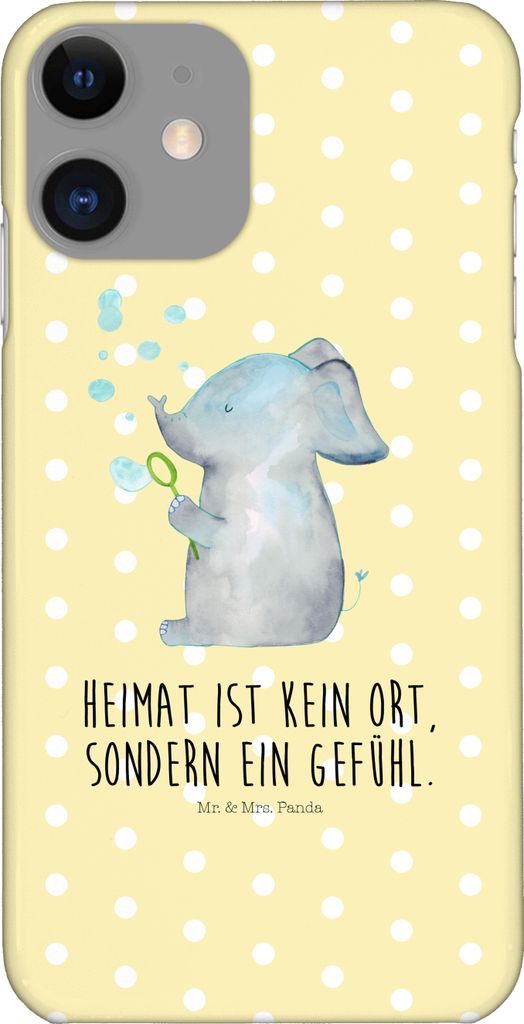 Mr. & Mrs. Panda Iphone 11 Handyhülle Elefant Seifenblasen - Gelb Pastell - Geschenk, Liebesspruch, Elefanten, Smartphone Hülle, Liebe, Gute Laun...
