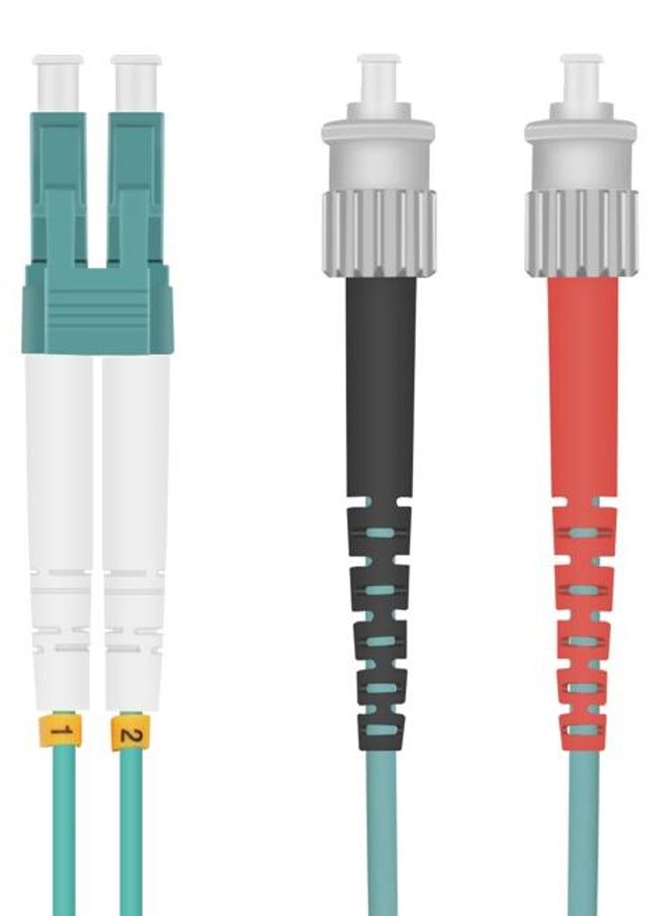 helos LWL Patchkabel OM3 Duplex 3,0mm LC-ST 50/125μm aqua 2m LSZH