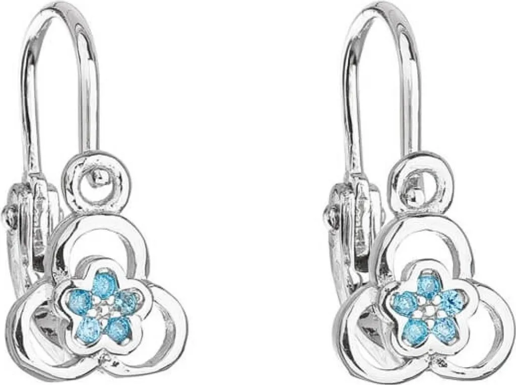 Boucles d'oreilles argent 925 et zirconium bleu clair pour enfant 11171.3