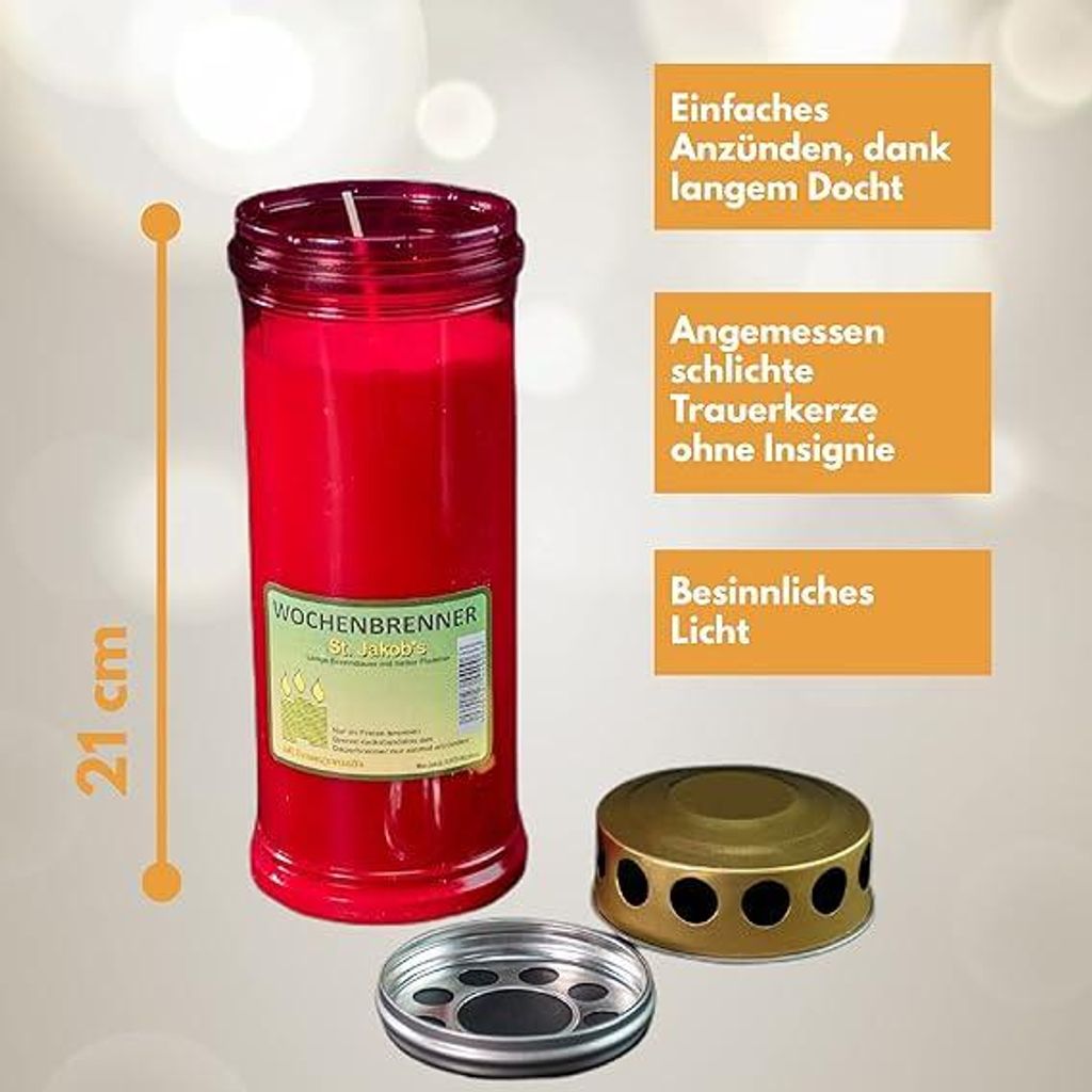 Grabkerze Wochenbrenner mit Deckel und Motiv Auswahl, 7 Produktbild 