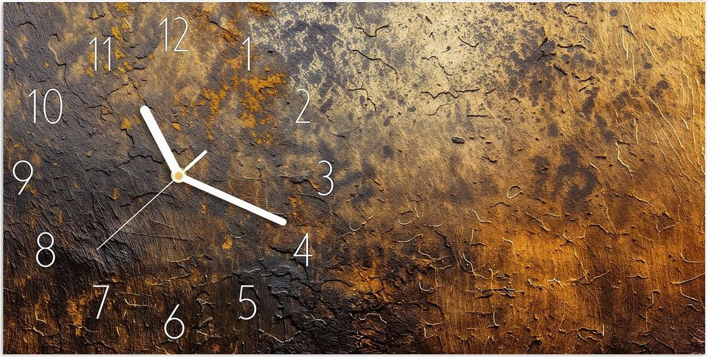 Wanduhr aus Glas mit Motiv Golden Texture- 60 x 30 cm - inkl. Aufhängesystem