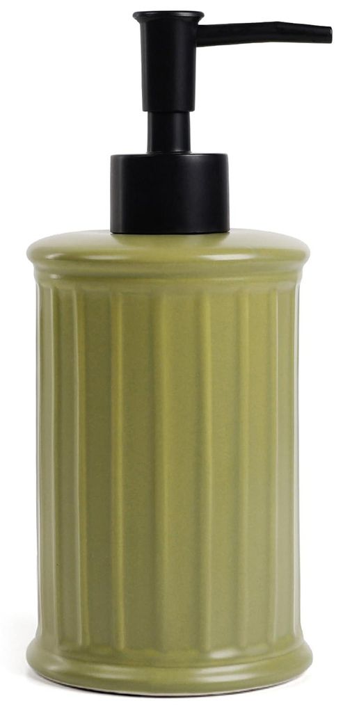 Keramischer Seifenspender 350 ml, nachfüllbarer Spülmittelspender für Bad und Küche – modernes, mattes grünes Design, ideal für Handseife u...