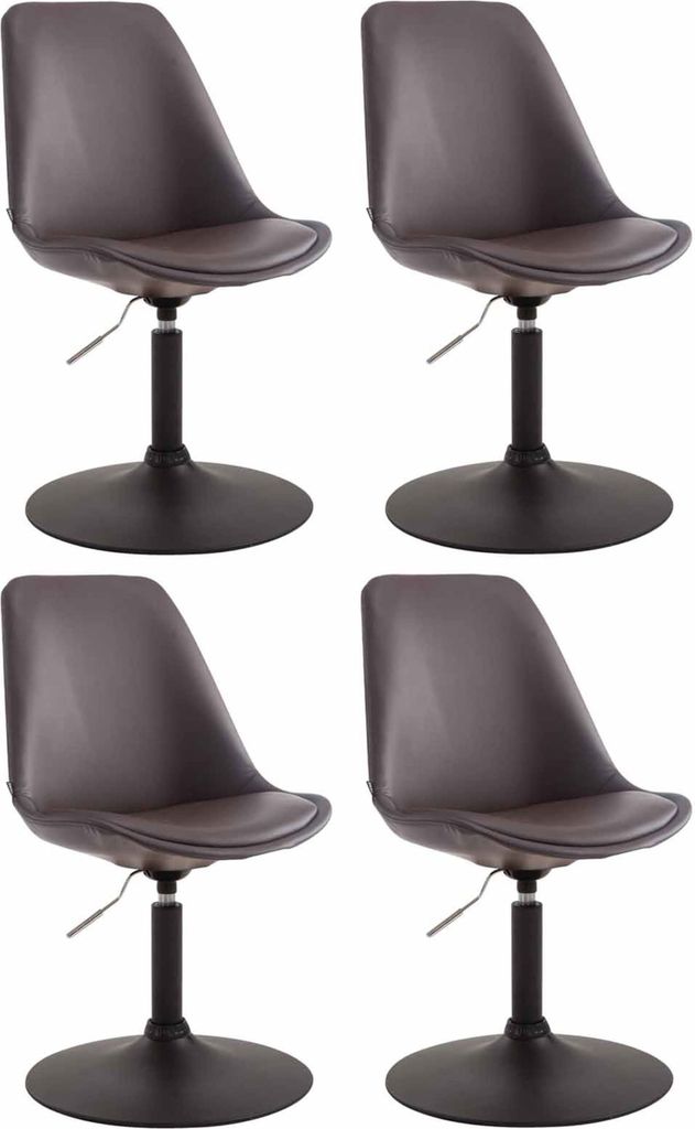 CLP 4er Set Esszimmerstühle Maverick Kunstleder drehbar und stufenlos verstellbar braun Gestell Farbe schwarz