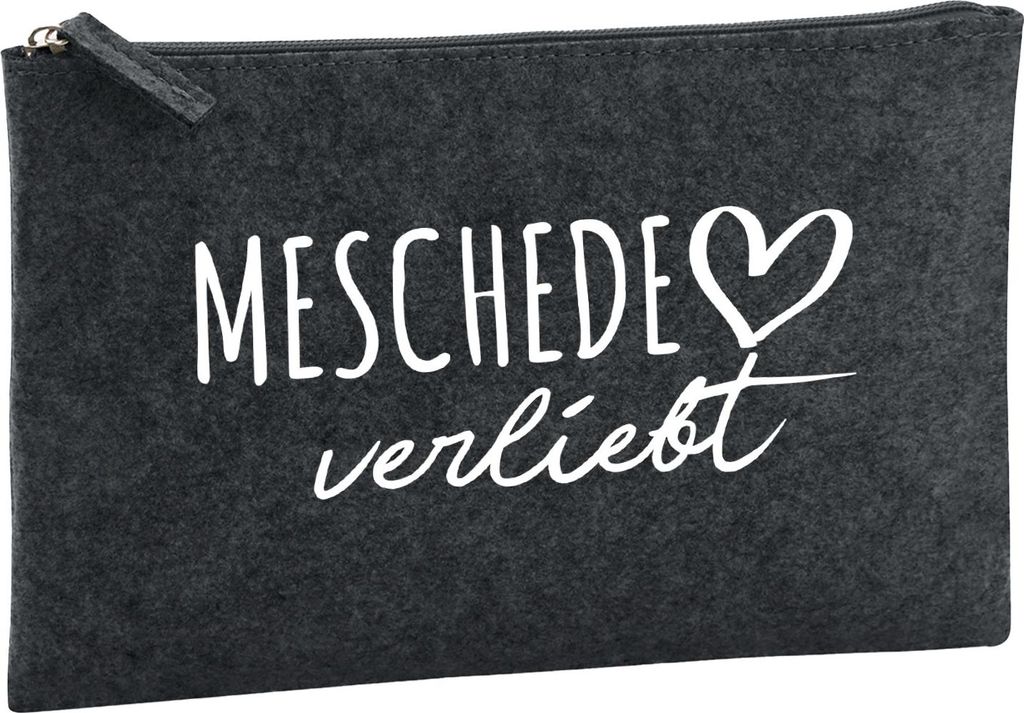 Huuraa Kulturbeutel Meschede verliebt 1 Liter Charcoal Filz Kosmetiktasche Geschenkidee