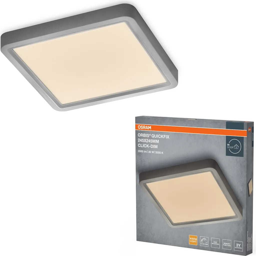 Offerta Plafoniera LED Orbis Quickfix 20W Quadrata Click Dim Argento - 4