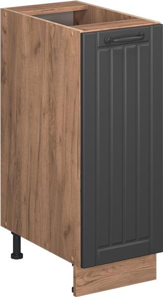 Vicco Apothekerschrank Fame-Line, 30 cm , AP Marmor, Dunkelgrau/Goldkraft Eiche