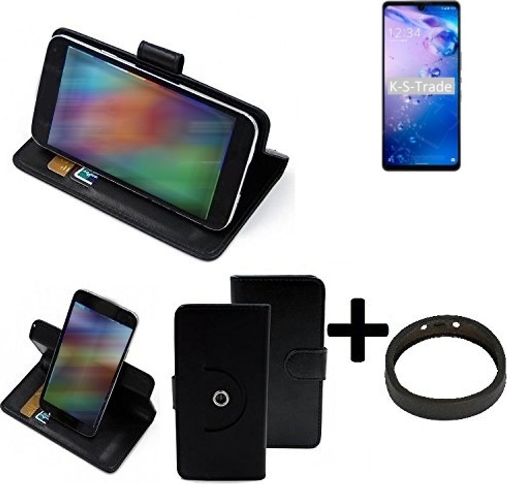 K-S-Trade Case Schutz Hülle kompatibel mit Sharp Aquos Zero6 + Bumper Handy Hülle Flipcase Smartphone Cover Handy Schutz Tasche Walletcase schwarz