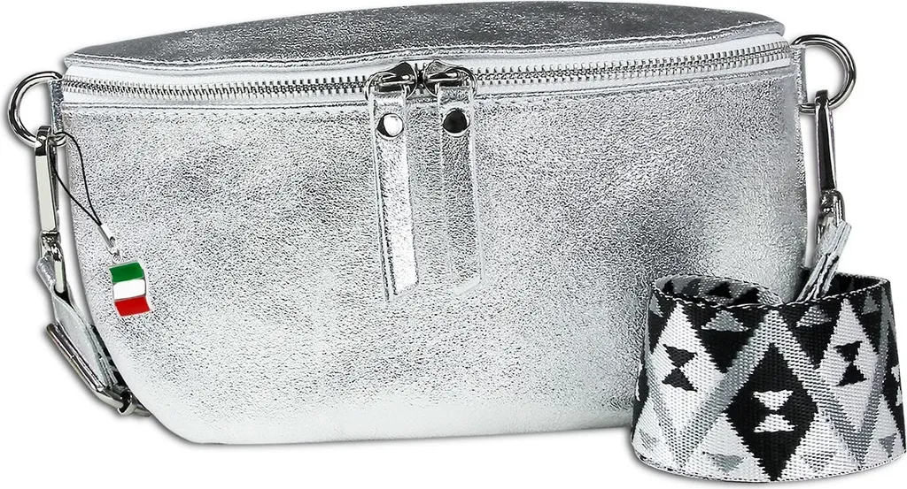 Petit sac banane Florence cuir multicolore avec reflets argentés brillants