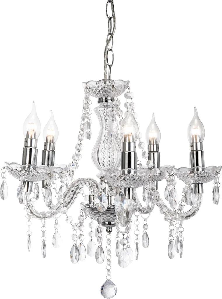 Lustre Élégant sans Poids Excessif Chrome et Acrylique 5 Lumières Marie
