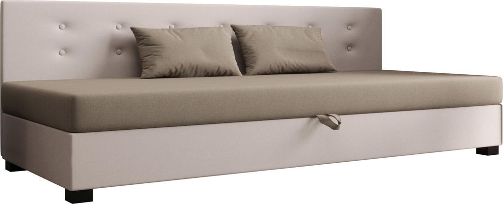 AURA SOFA Boxspringbett NEMO BIZ 100x195 Komplett-Set mit Bonell Matratze, Polsterbett mit Bettkästen - Hellbeige/Bronze, SAWANA 01/24