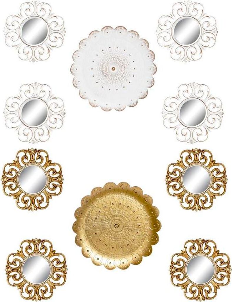 Spiegelsatz DKD Home Decor Kristall Gold Weiß Polypropylen Moderne Decapé (35 x 2 x 35 cm) (2 Stück)