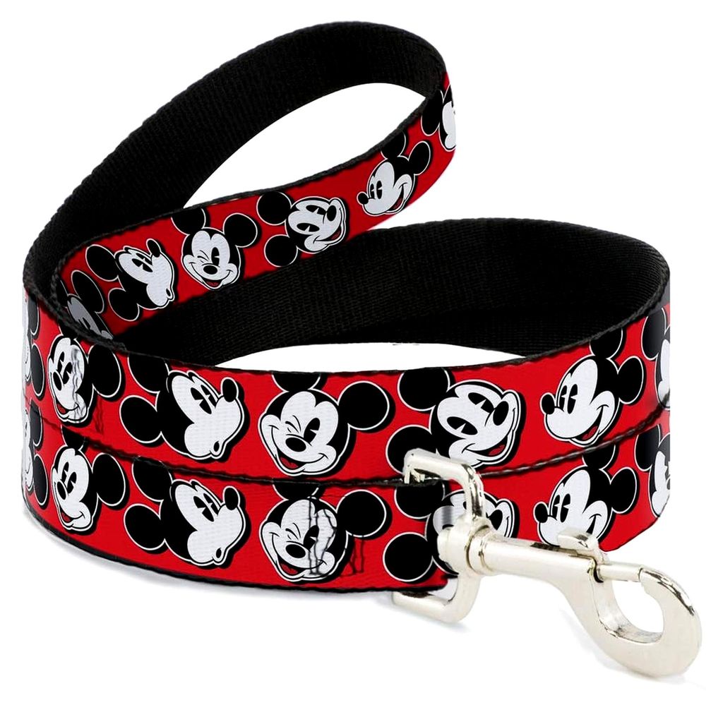 Hundeleine, Mickey Mouse Expressions, Rot/Schwarz/Weiß, 180 cm lang, 2,5 cm breit