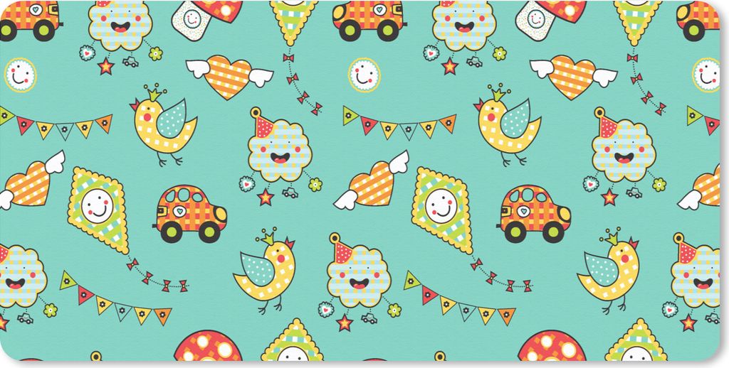 MuchoWow Mauspad Mousepad Muster - Kinder - Auto - Vogel 60x30 cm - Mousepads - Maus Mat - Pad - Mausunterlage - Nachhaltig