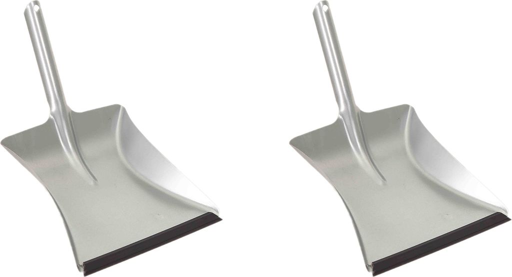 Novaliv 2x Kehrschaufel Metall mit Gummilippe I verzinkt I Schaufel Düllgriff I Blechschaufel Kehrblech I Ascheschaufel Ofenschaufel