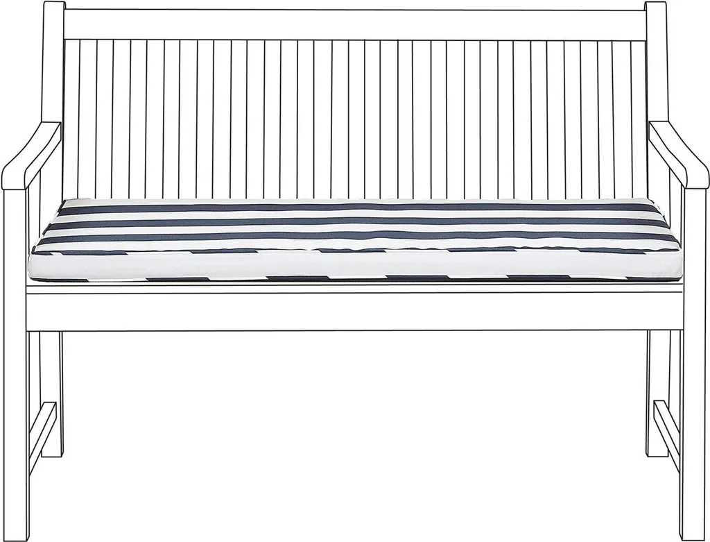 Coussin de banc de jardin 112 x 54 cm Vivara bleu et blanc matelassé