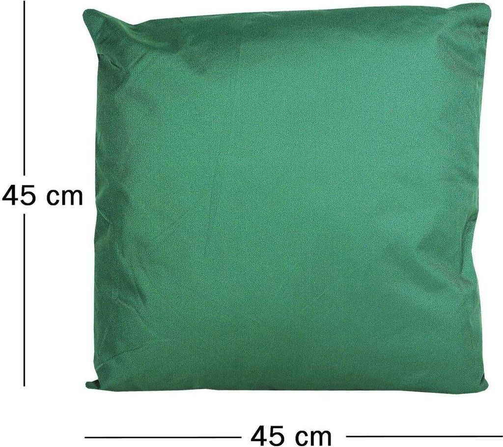 JACK 1x 45x45cm Outdoor Lounge Kissen Dekokissen inkl. Füllung Wasserabweisend Sitzkissen Garten Stuhl Lotus Effekt, Farbe:Dunkelgrün