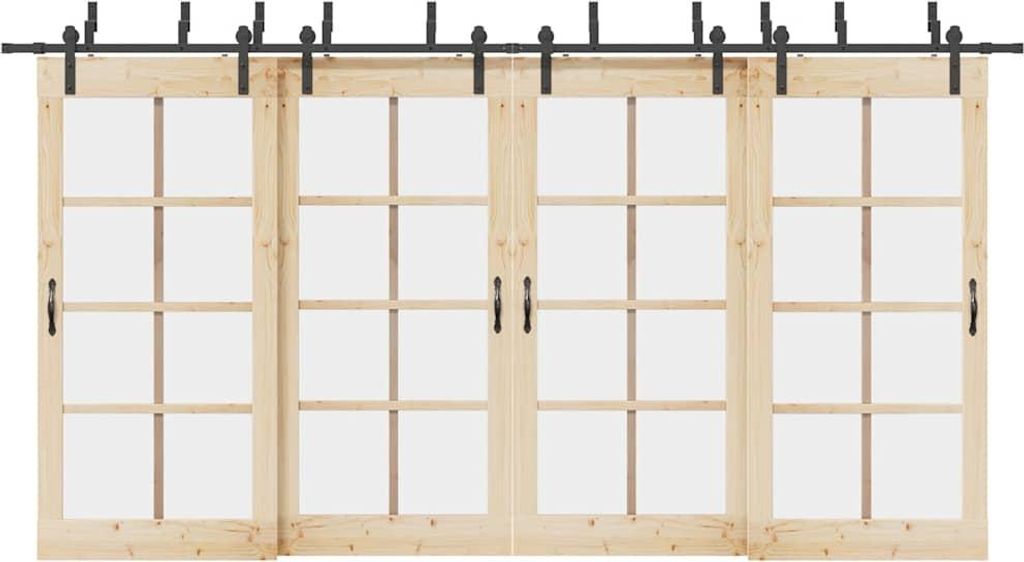 vidaXL Schiebetürbeschlag-Set 427 cm Stahl Schwarz