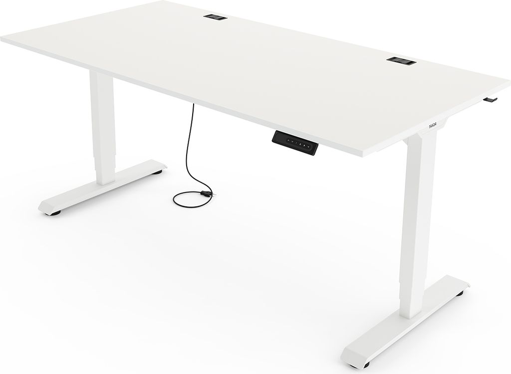 Yaasa Desk Essential Höhenverstellbarer Schreibtisch Elektrisch 120 x 80 cm, Weiß/Weiß – 4 Speicherfunktionen, Höhenanzeige, Kollisionssensor...