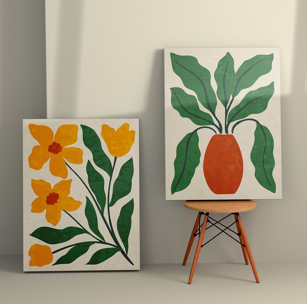 Wallity, 2KNV4387 - 50 x 70, Dekoratives Leinwandgemälde (2 Stück), Mehrfarbig, 100 % LEINWAND, 50 x 70 cm