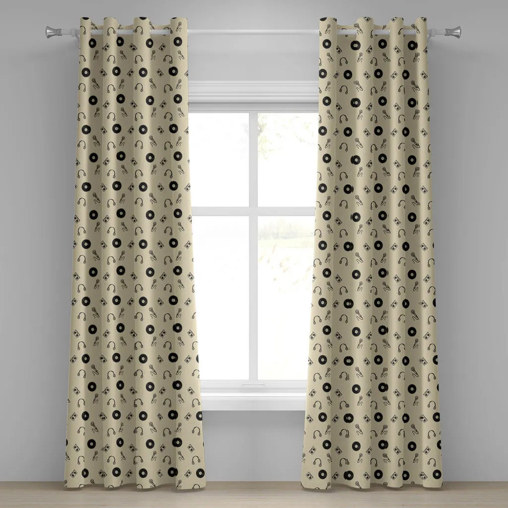Rideaux décoratifs à 2 panneaux motif Musique Vintage 280x175 cm