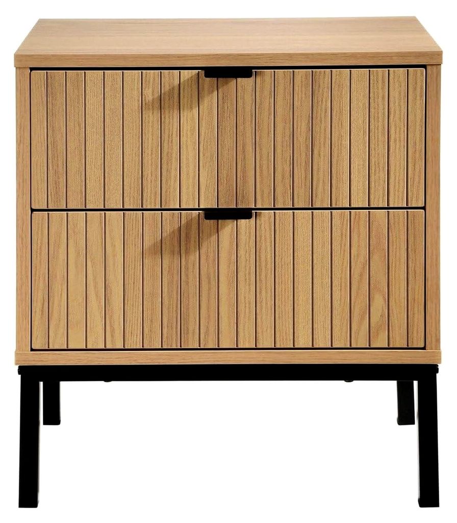Nachttisch mit 2 Schubladen in Holzoptik H51cm - TARA