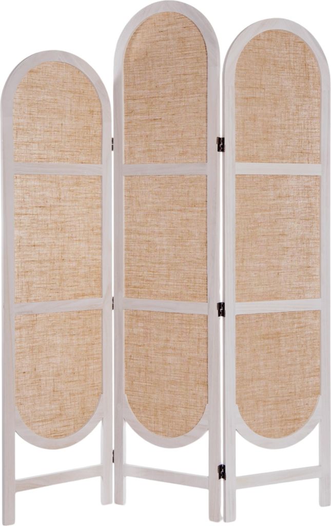 RAUMTEILER "ARCO" | Leinen, 170 cm | Paravent, Sichtschutz | Farbe: weiß-natur