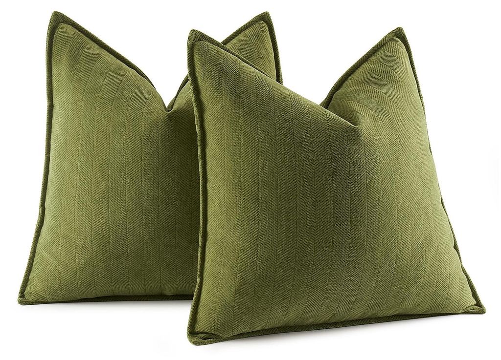 Set mit 2 Kissenbezügen, 50 x 50 cm, matcha-grüner Chenille, Sofakissen, Dekokissen, elegantes Design für Sofa, Sessel, Wohnzimmer