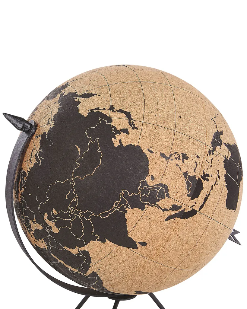 Globe terrestre en liège brun BELIANI ø 35 cm - mappemonde décorative - 5