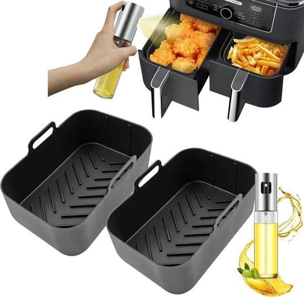 Protection air fryer silicone lot de 2 et spray huile anti-adhérent