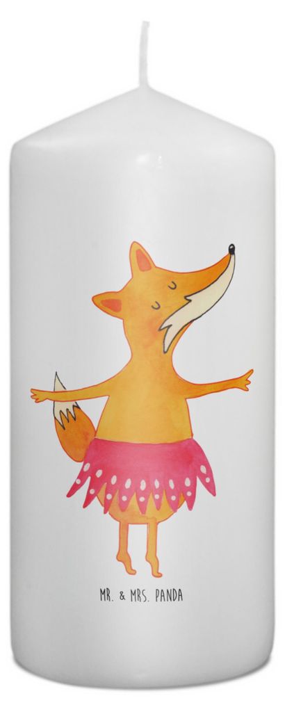 Mr. & Mrs. Panda Kerze Fuchs Ballerina 15 x 7 cm - Weiß - Geschenk, Ballett, Tanzen, Erinnerungskerze, Stumpenkerze, Bedruckte, Geburtstag, Party,...