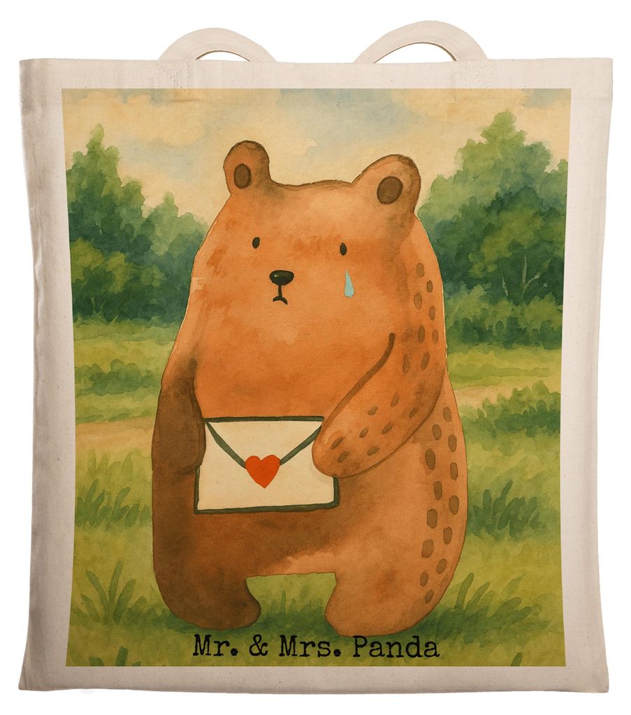 Mr. & Mrs. Panda Tote Bag Bär Vermissen Design - Weiß - Geschenk, Laptoptasche, Tragetasche, Jutebeutel, Reise, studententasche, Tasche, Freundin...