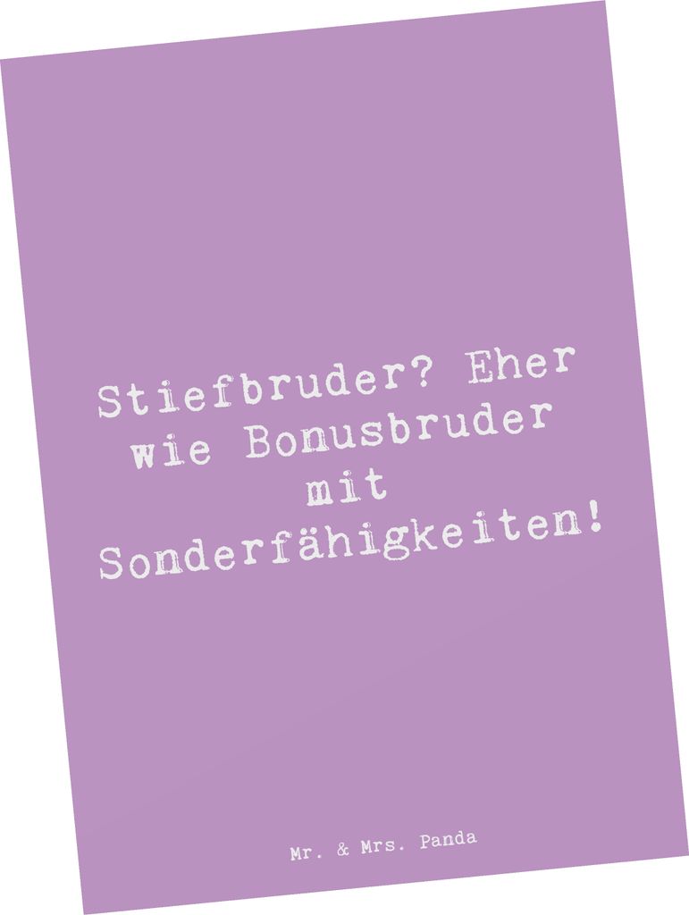 Mr. & Mrs. Panda einzelkarte Spruch Stiefbruder - Lavendeltraum - Geschenk, Fotokarte, Persönliche Geschenke, bildkarte, herzerwärmende Sprüche,...