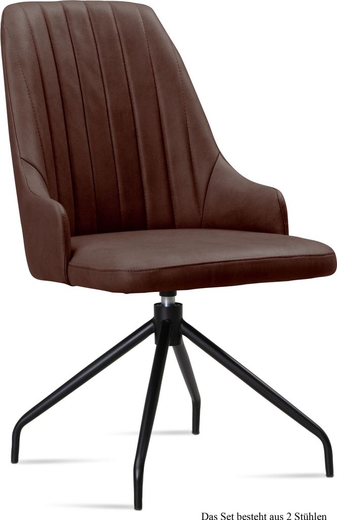 Esszimmerstuhl drehbar (2er-Set) Doreen 52x91x60 Schwarz/Braun