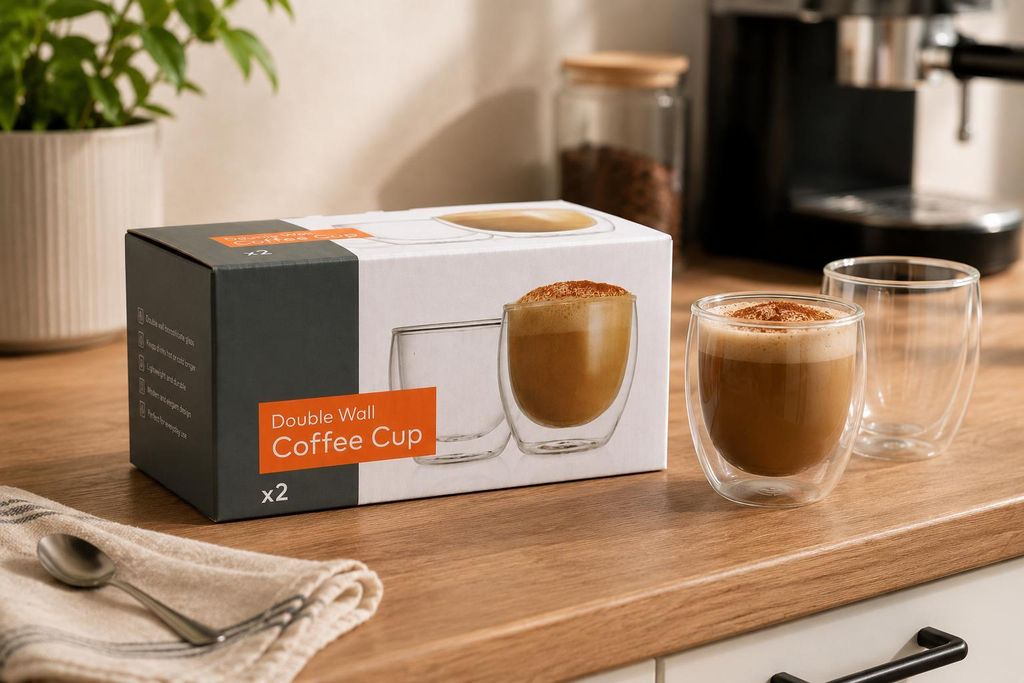 4er Set Doppelwandige Thermogläser 300 ml – Latte Macchiato