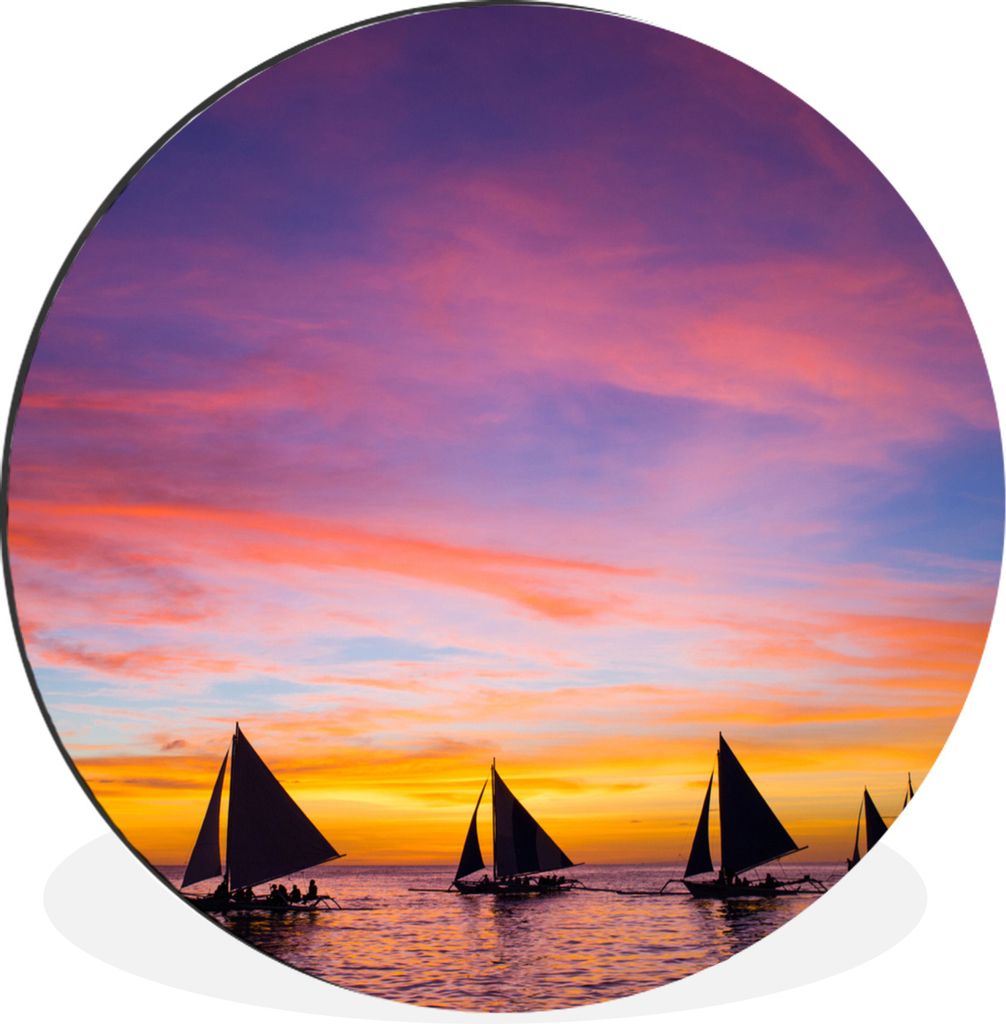 MuchoWow Aluminium Wandkreis Sonnenuntergang mit Segelbooten am Strand von Boracay Ø 90 cm Wanddeko Modern Wohnzimmer - Mauerkreis - Wandbilder ...