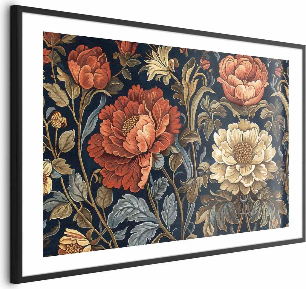 Poster Floreale Gobelin 90x60 Cornice Nera - Atmosfera Rilassante