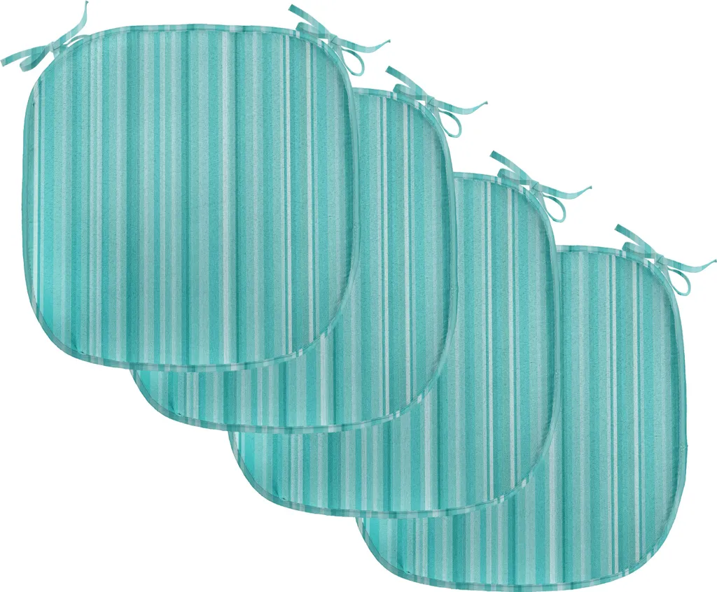 Coussin de Chaise Déperlant Bleu Turquoise 40x40 cm avec Sangles Lot de 4